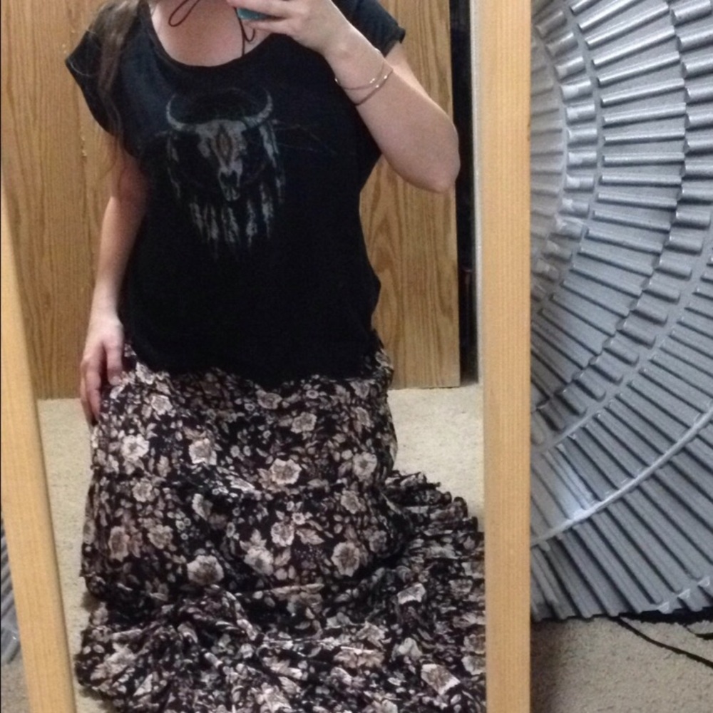 Tier Floral Boho Peasant Maxi Skirt